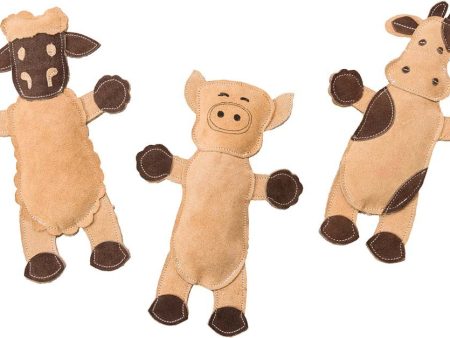 Dura-Fused Leather Barnyard Dog Toy Assorted Brown, Tan 1ea 11 in Supply