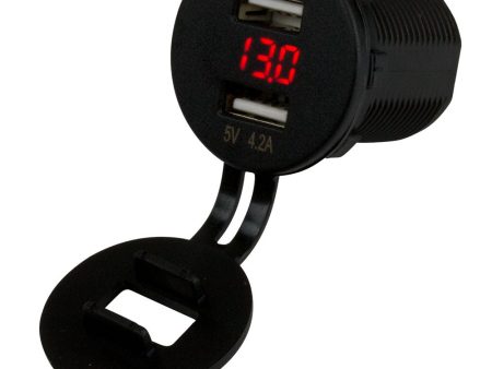 Sea-Dog Dual USB Socket Voltmeter w Hidden Display [426517-1] Cheap