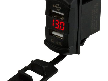 Sea-Dog Dual USB Rocker Switch Style Voltmeter w Hidden Display [426527-1] Supply