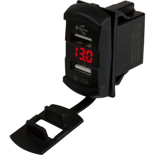 Sea-Dog Dual USB Rocker Switch Style Voltmeter w Hidden Display [426527-1] Supply